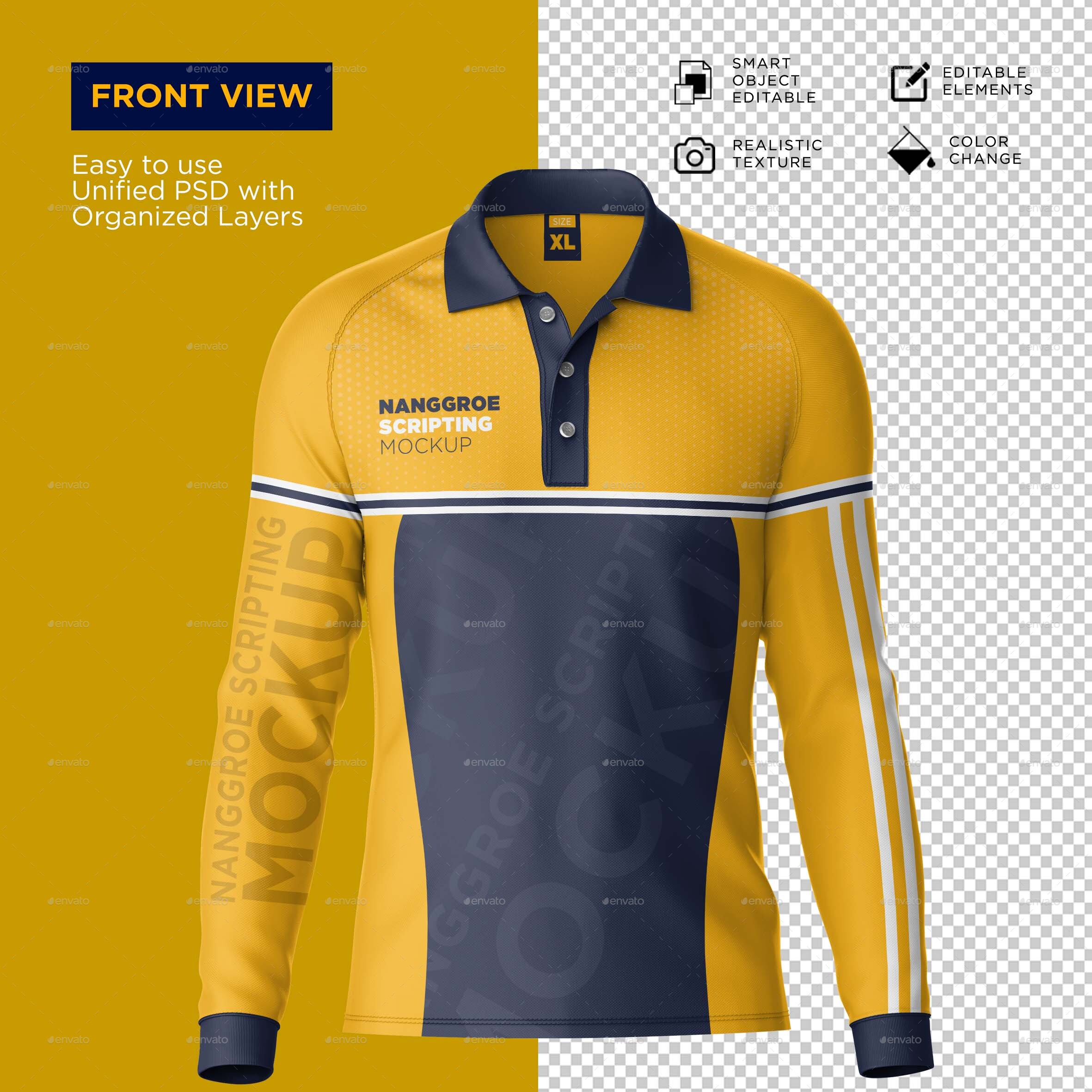 Polo TShirt Raglan Long Sleeve Mockup, Graphics GraphicRiver